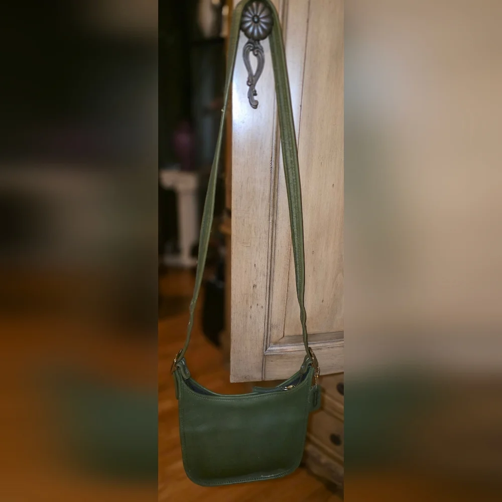 VINTAGE COACH LEGACY JANICE 9550 CROSDBODY Sage GREEN LEATHER BAG PURSE Adjust - Picture 3 of 12